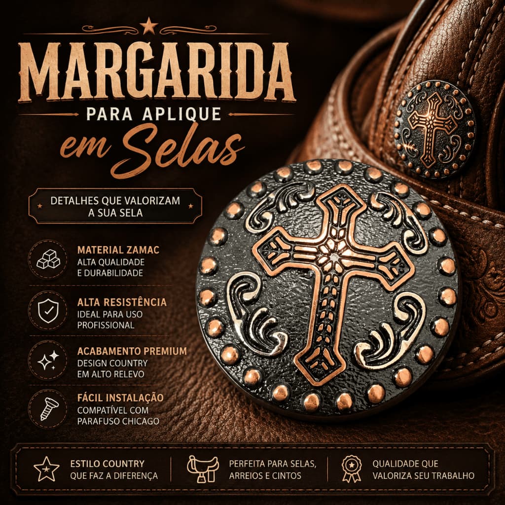 Conjunto Margarida Para Aplique Em Selas E Acessórios De Couro
