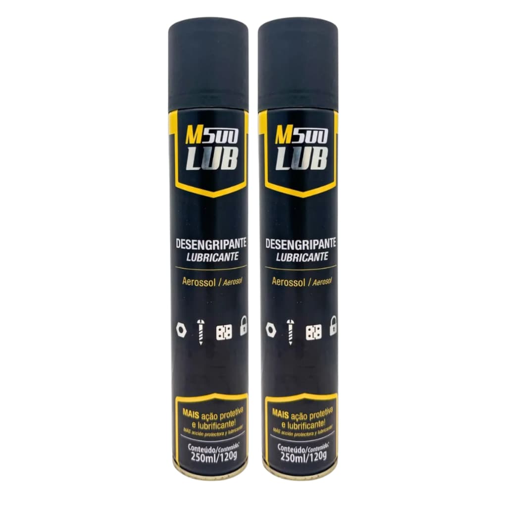 kit 2 unidades Desengripante M500 Spray 250ml Para Aço E Alumínio - Lata Lubrificante