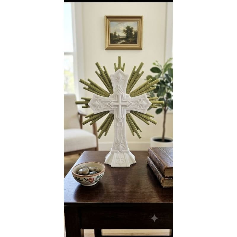 Ostensório Sacro com Resplendor Dourado: Transforme Seu Canto de Oração e Devoção em Casa