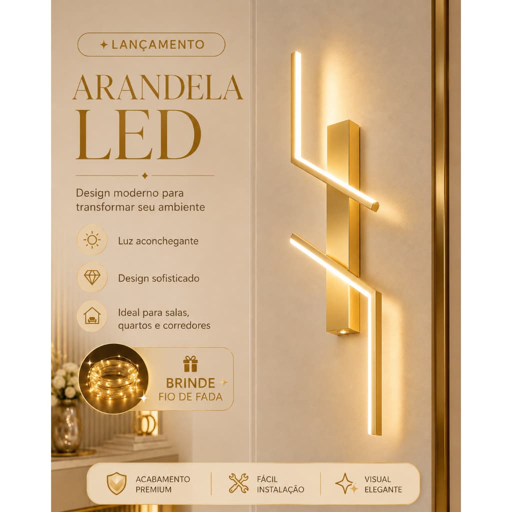 ARANDELA LED TRAÇO LUMINA DOURADO