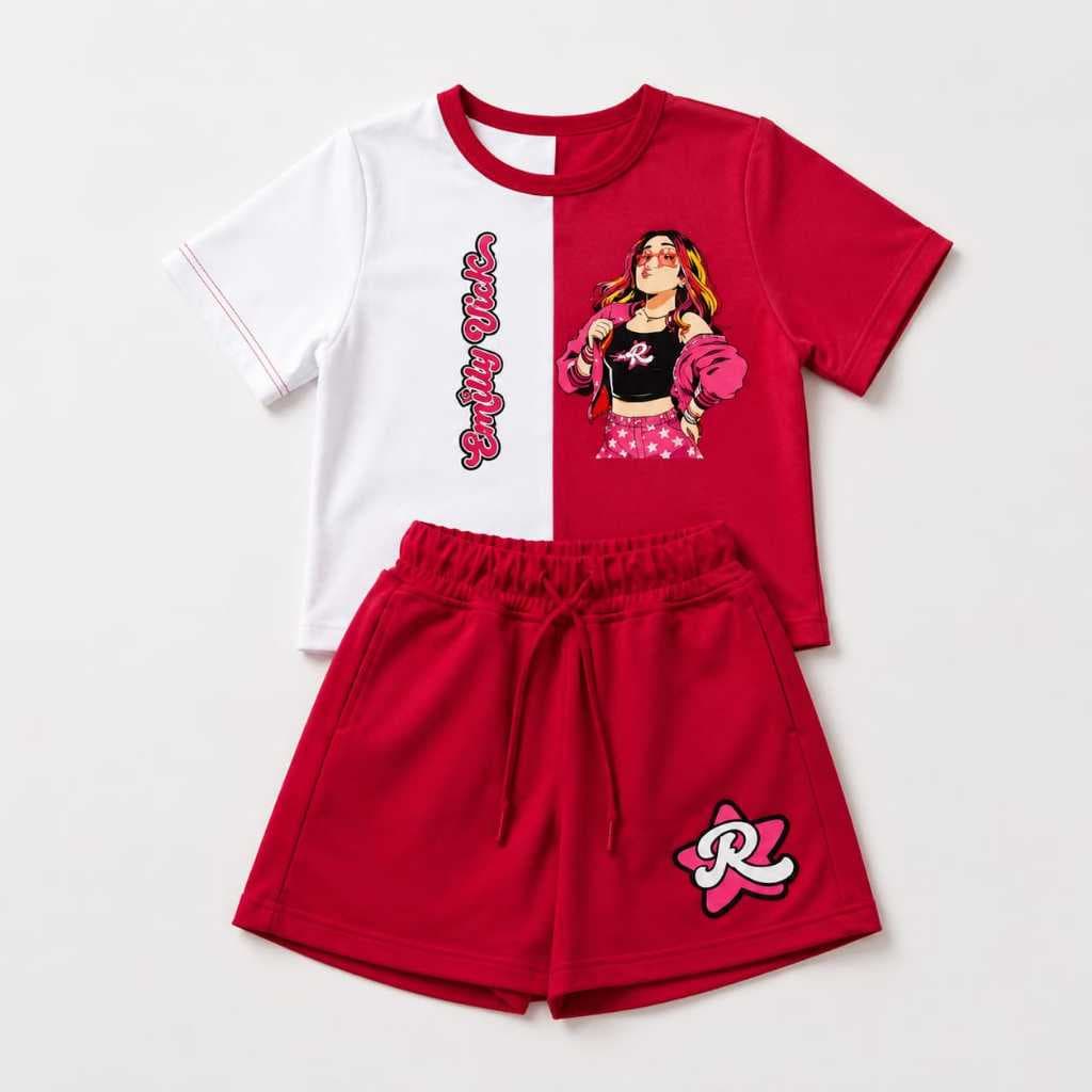 CONJUNTO EMILY VICK INFANTIL JUVENIL  SHORT SAIA + BLUSA