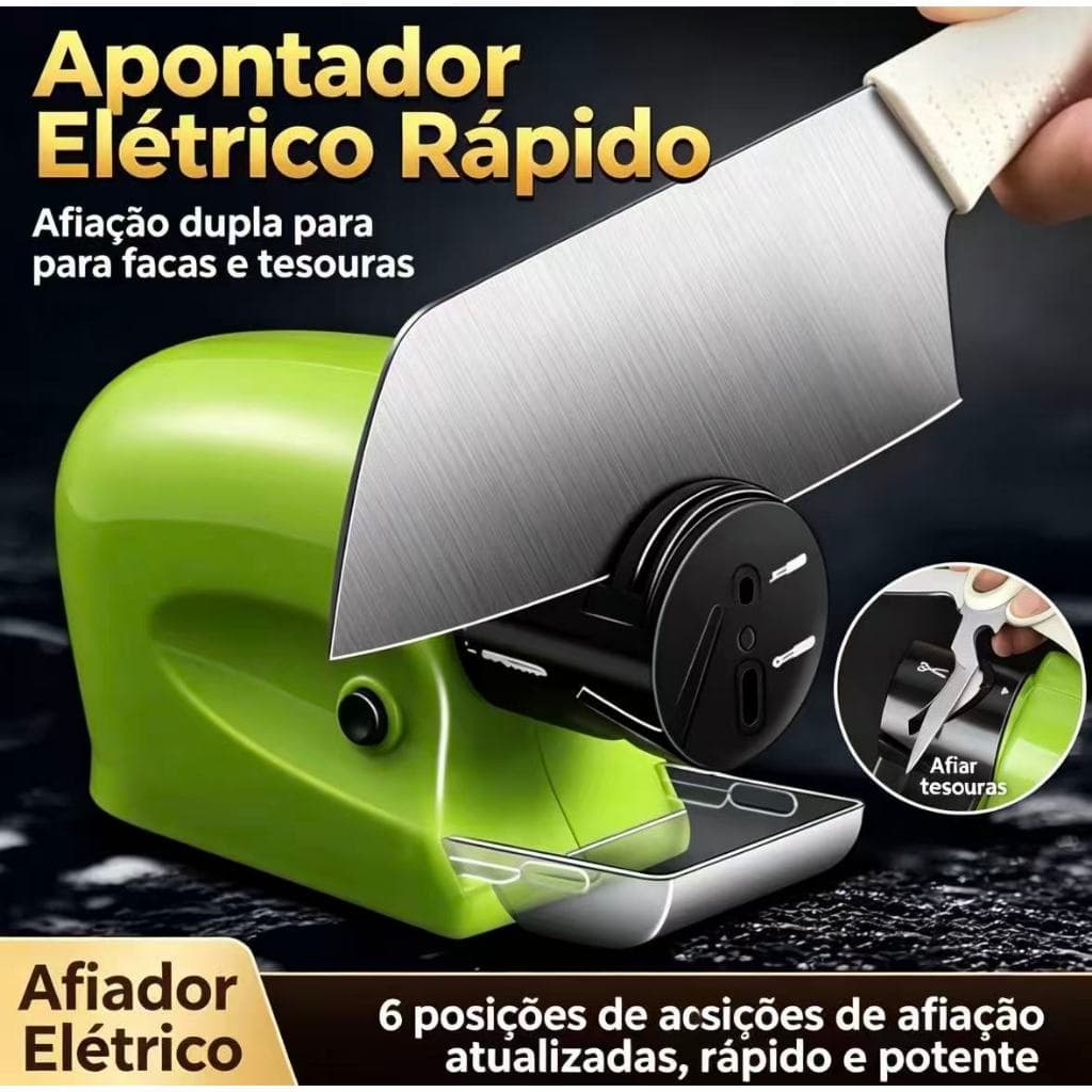 Afiador Elétrico Rápido para Facas e Tesouras