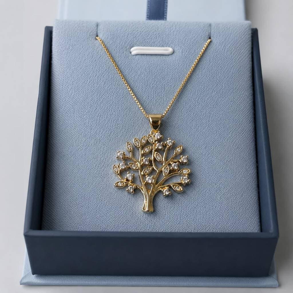 Colar árvore da Vida Semijoia banhada a ouro 18k