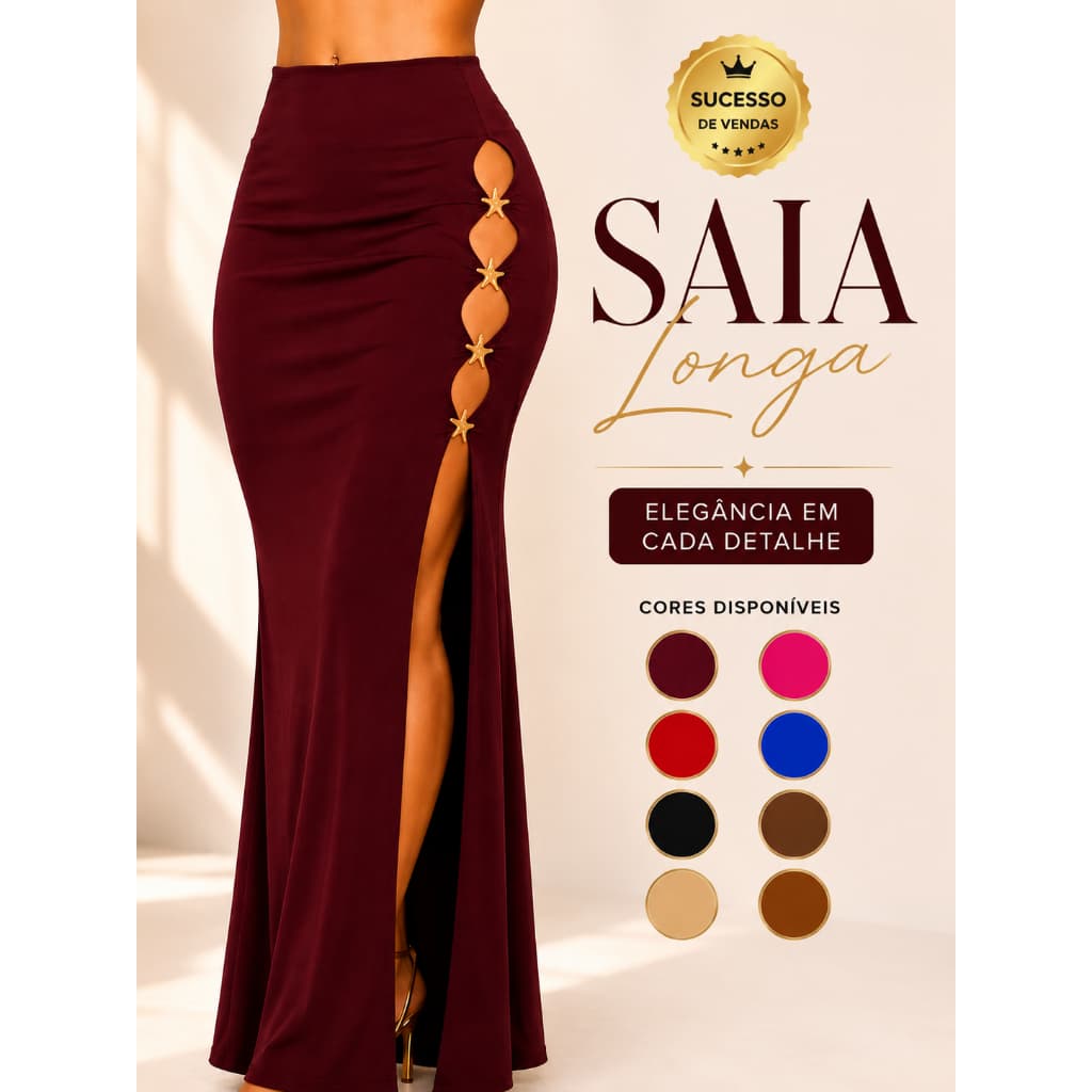 Saia Feminina Suplex Cintura Alta Modeladora Premium Confortável Casual Moda Blogueira