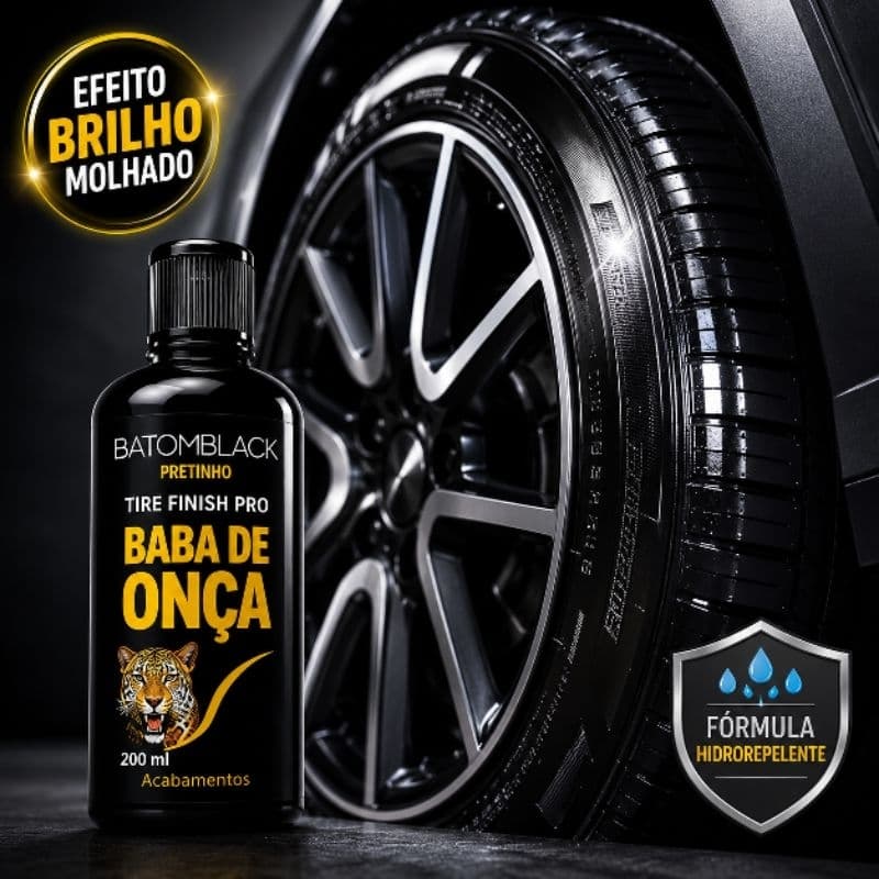Pretinho Pneu Baba De Onca Brilho Molhado + Esponja Longa duração  Resistente a chuva