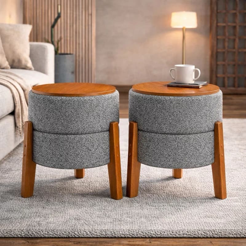 PROMOÇÃO | Puff Áurea 3 em 1 Bouclé Premium com Mesa e Encosto