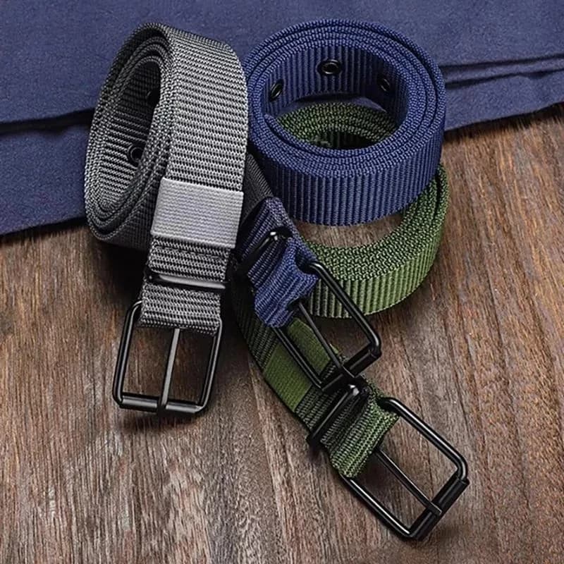 Cinto De Lona Respirável Masculino – Fivela Pin-Lock E Design Moderno De Ilhós Para Caminhadas/Academia/Comuta