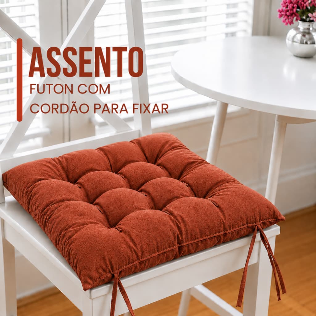 Kit Almofada para cadeira 04 unidades  40x40 cm Oxford Colorido assento futon