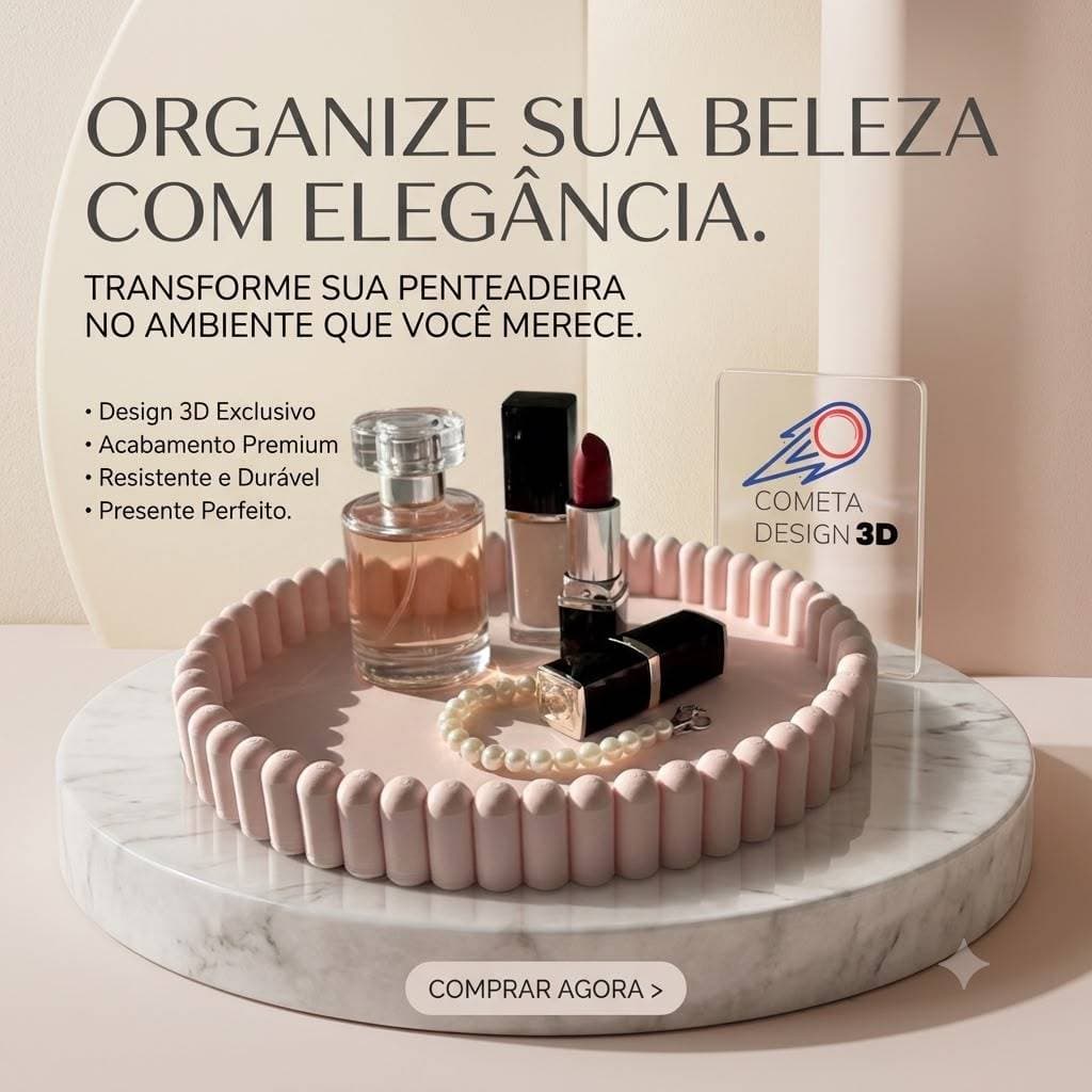 Bandeja Organizadora Decorativa Luxo Canelada Premium Personalizavel - Porta Joias, Maquiagem, Perfumes, Óculos e Chaves
