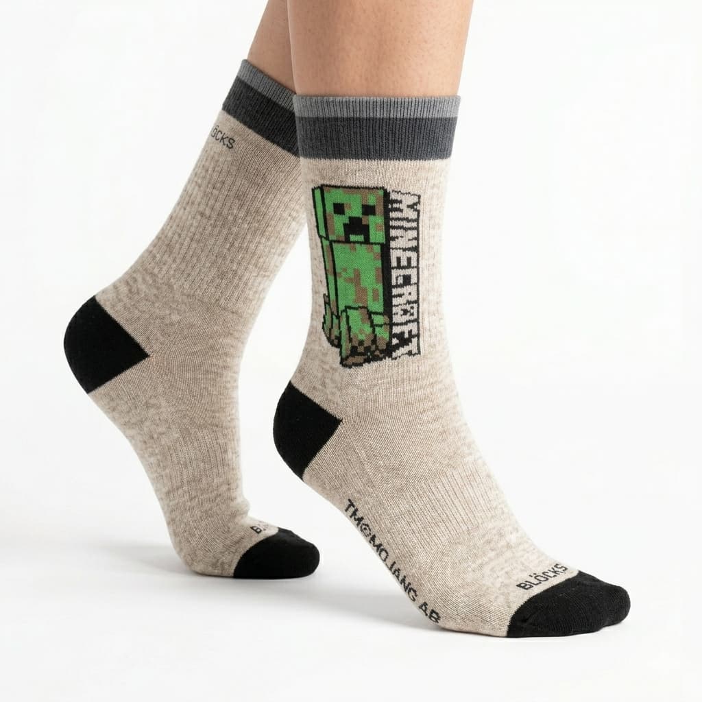 Meia Infantil Personagem Minecraft Geek Meia Cano Medio Divertida Herois Creeper