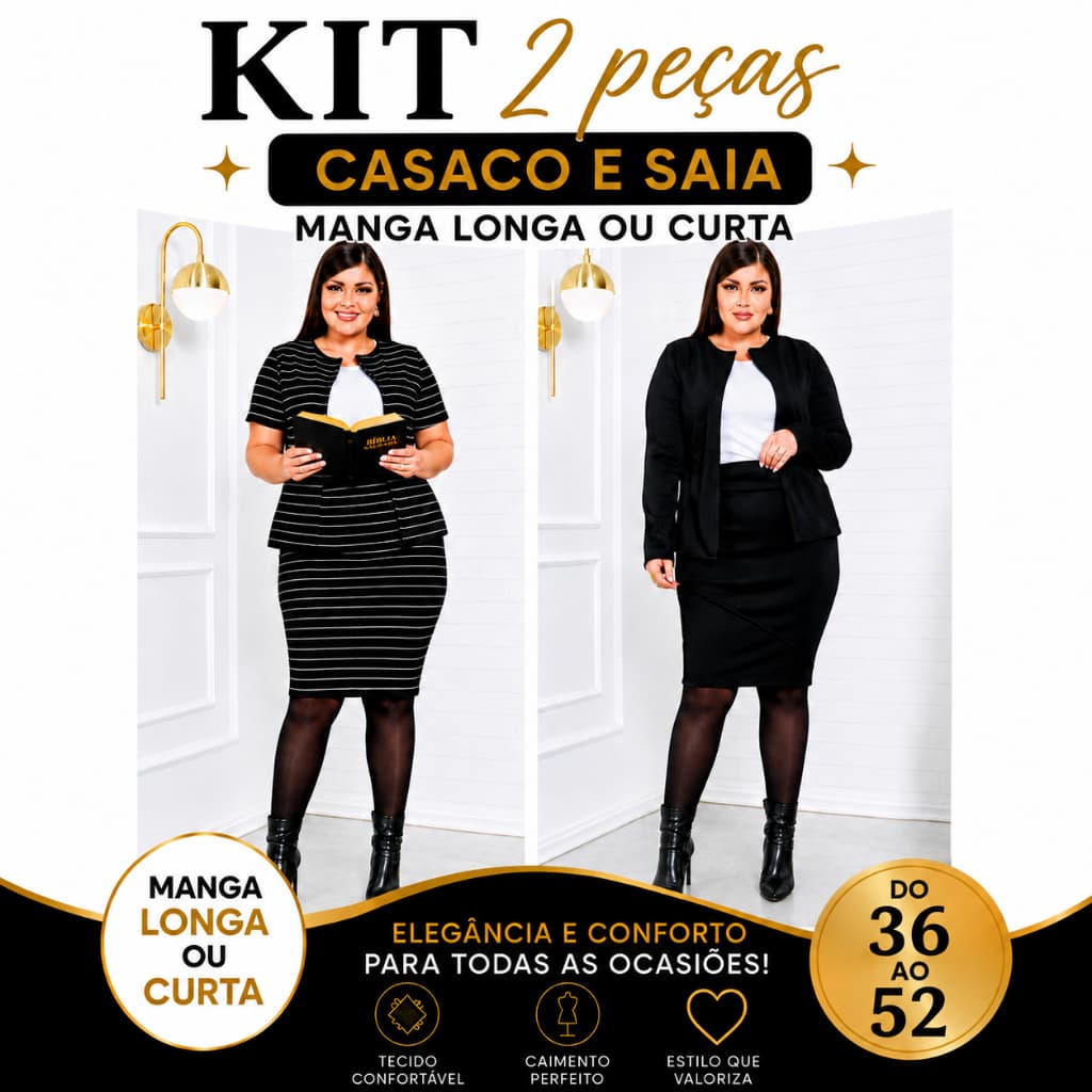 CONJUNTO SOCIAL FEMININO KIT 2 PEÇAS COMBO CASACO E SAIA ROUPA SOCIAL MIDI RODADA MODA EVANGÉLICA PLUS SIZE MIDI