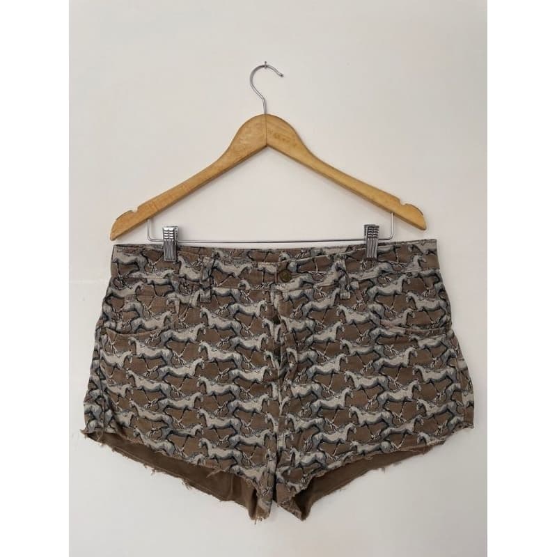 Shorts Jeans Farm original estampado marrom cavalos 42
