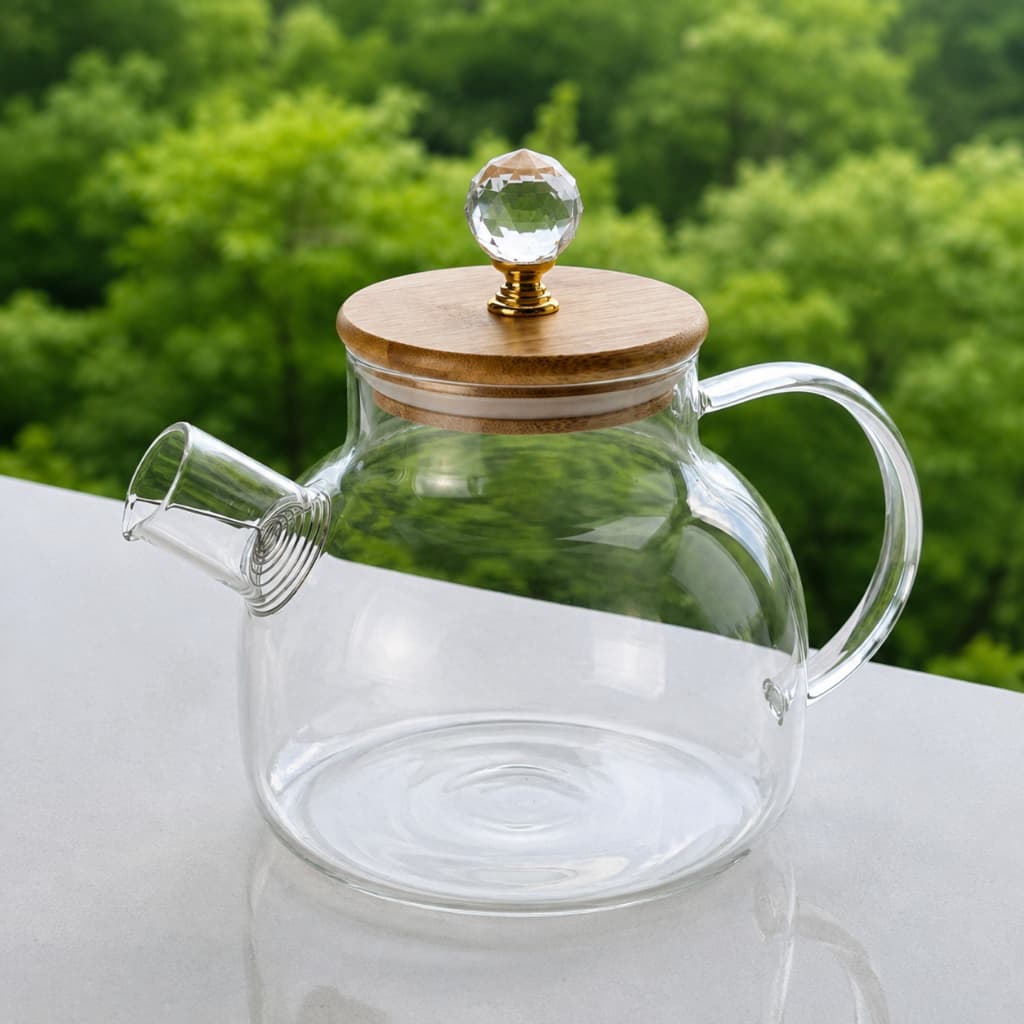 Chaleira De Vidro C/ Infusor Inox Bule 1Litro cozinha Chaleira que vai ao fogo
