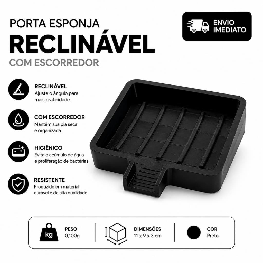 Porta Esponja Reclinável Com Escorredor Organizador De Pia Cozinha Suporte Para Esponja Sabão Detergente Multiuso