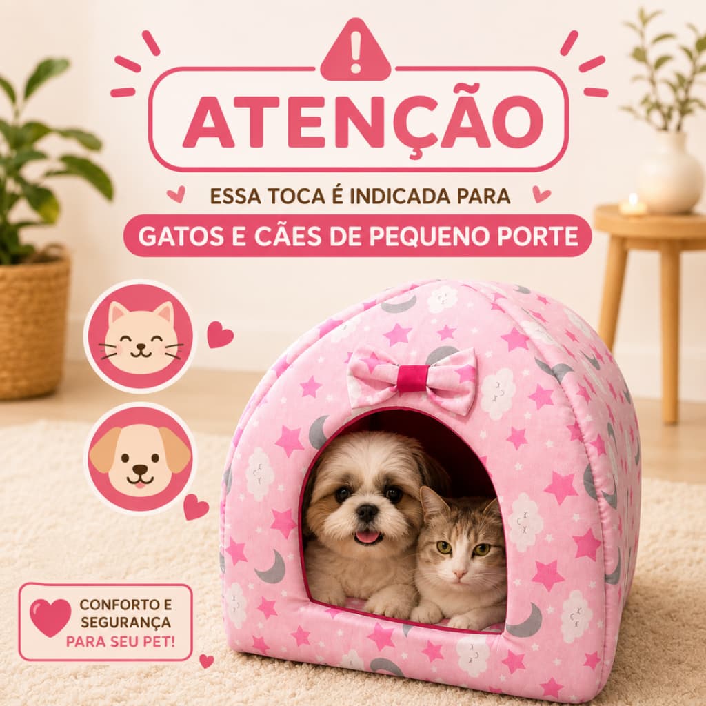 Toca Casinha Dobrável para Gatos e Cães de Pequeno Porte - Tamanho Pequeno