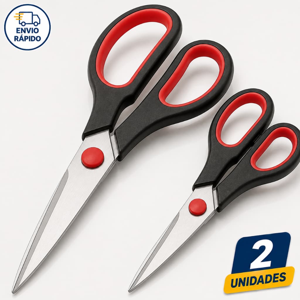 Kit 2 Tesouras Aço Inox 20cm e 12cm Multiuso Resistente