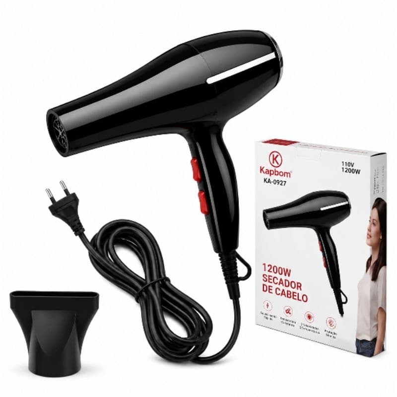 Secador de Cabelo Kapbom KA-0930 1200W Profissional 220V Potente Com Controle de Temperatura Frio e Quente
