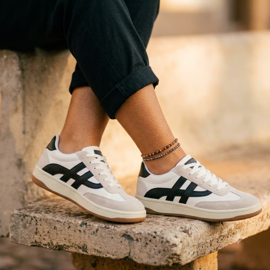 Tênis Feminino branco preto Casual Leve Confortável Ortopédico Caminhada Dia a Dia Academia Sola Baixa Antiderrapante