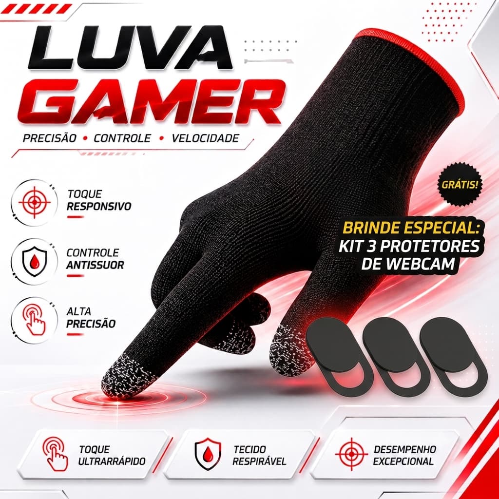 Luva Soft Touch Anti Suor Hiperidrose Mão Jogo Celular Free Fire pubg call of duty