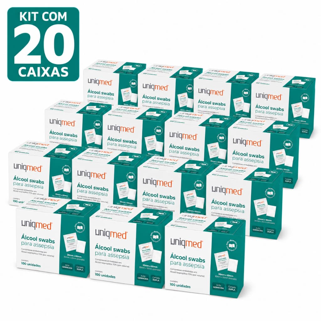 Kit Alcool Swab 70% Saches Lencos Umedecidos Uniqmed