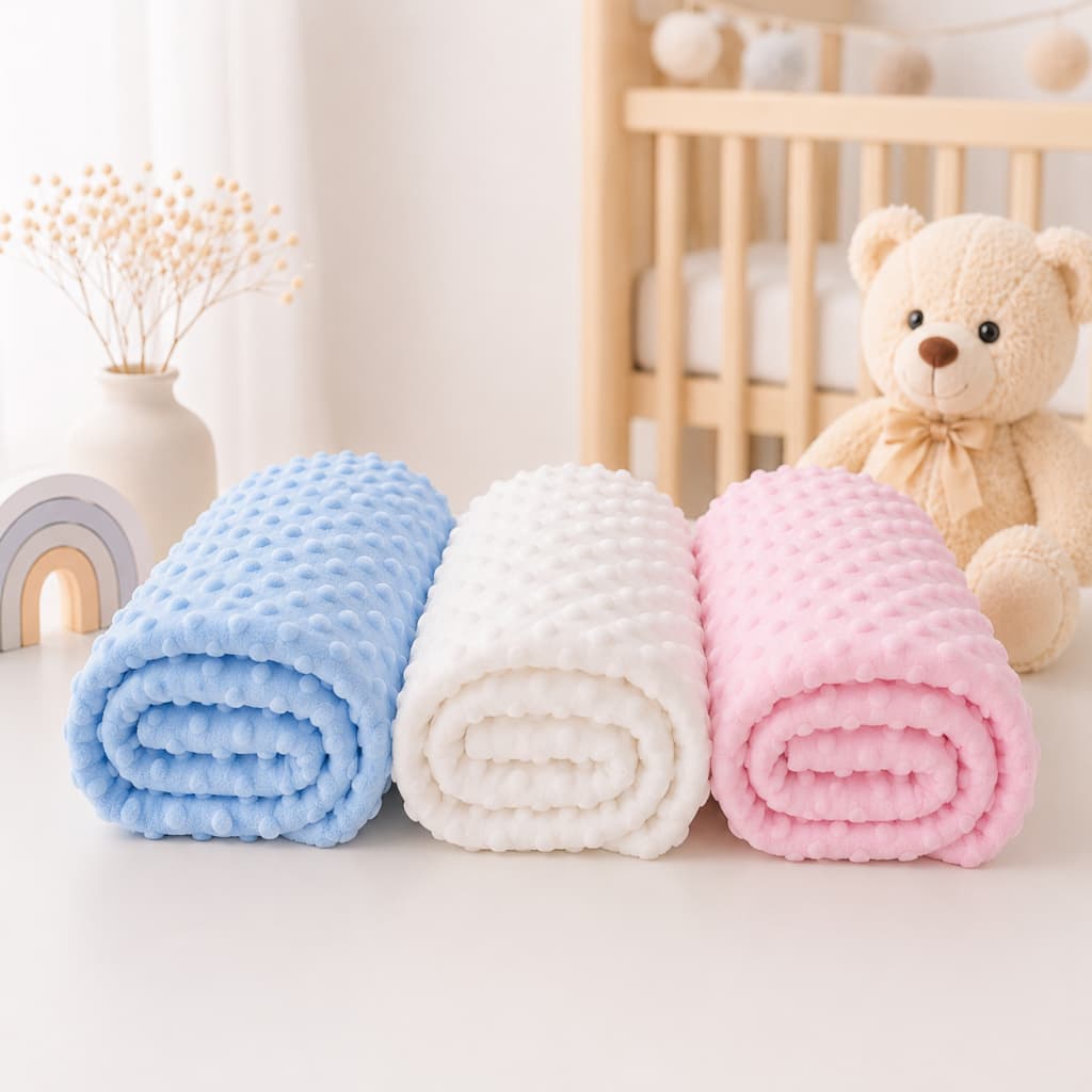 Manta Bebê Pipoquinha 80x100cm Cobertor Infantil Macio para Berço Carrinho e Maternidade