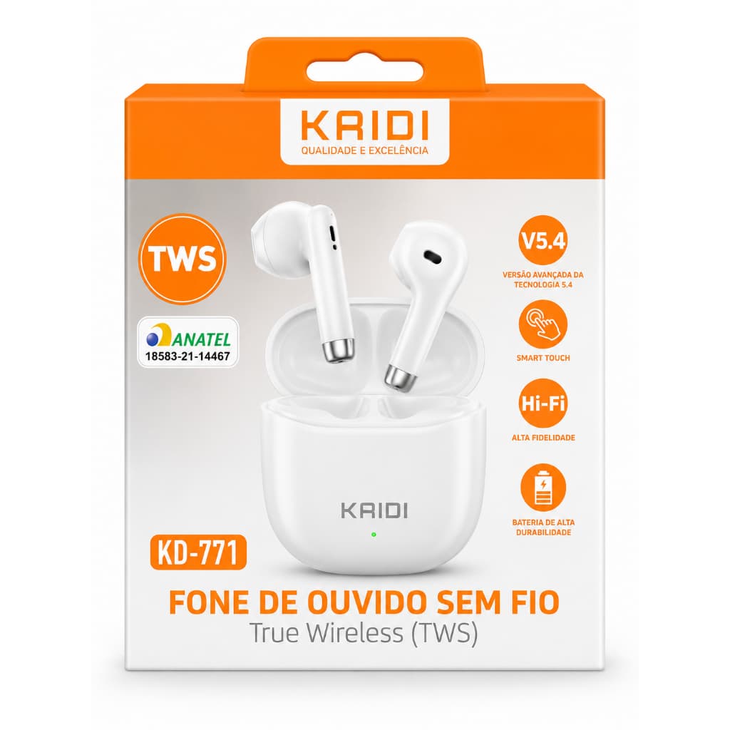 Fone de Ouvido Bluetooth TWS KAIDI KD-771
