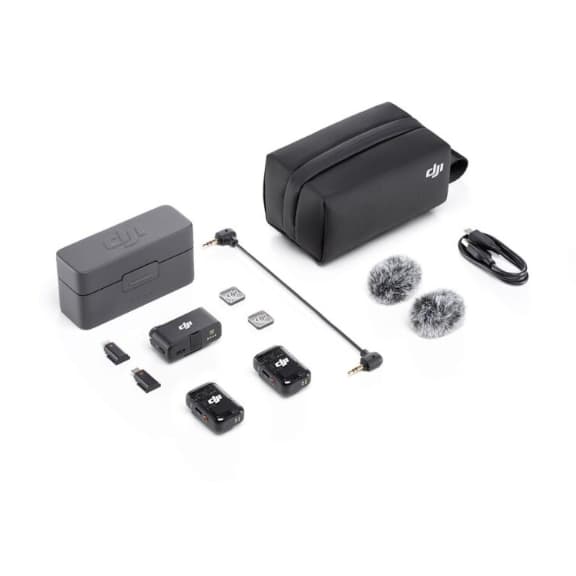 Microfone DJI Mic 2 (2 TX Microfone + 1 RX Receptor + 1 Case de carregamento) BR – DJI116