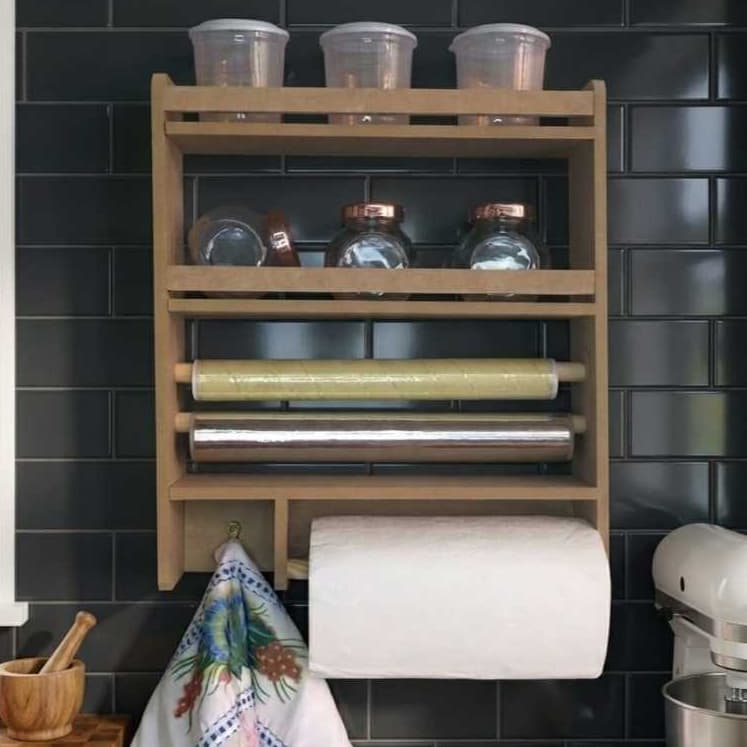Suporte Porta tempero duplo cozinha organizador condimentos parede madeira prateleira