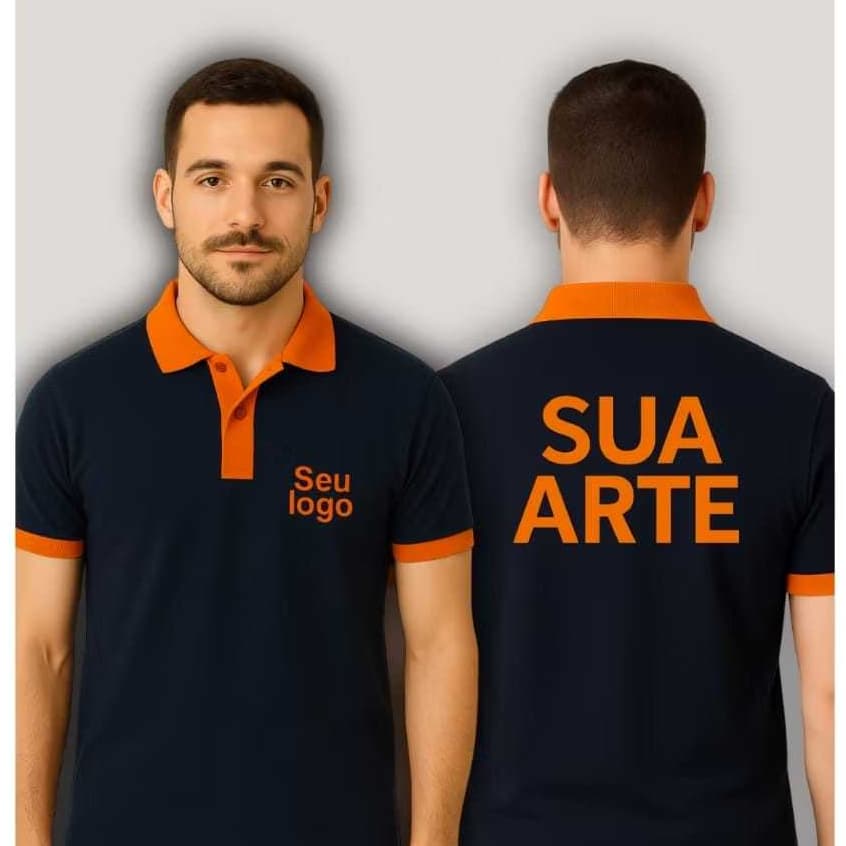 Camisa Polo Premium - Duas cores - Tradicional (Unissex) - Bordado personalizado - Sob Encomenda - Uniforme profissional