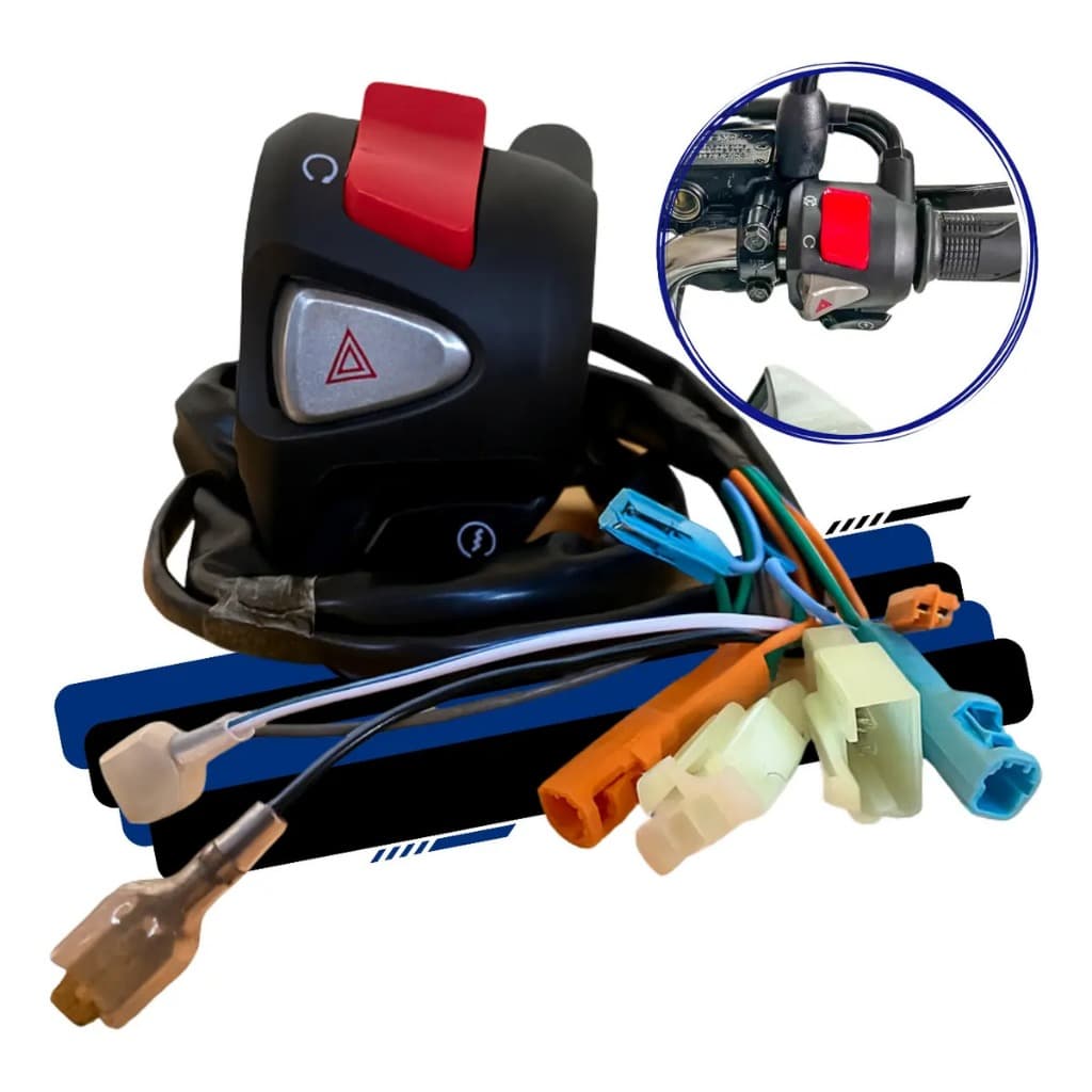Punho De Partida Cb500 Para Moto Titan Fan Cg 160 150 Interruptor Com Pisca Alerta Corta Corrente