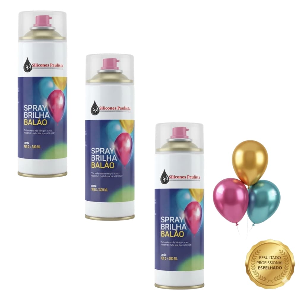 Brilha Balão Spray Bexiga Festa Buffet  300ML Decoração 3 un