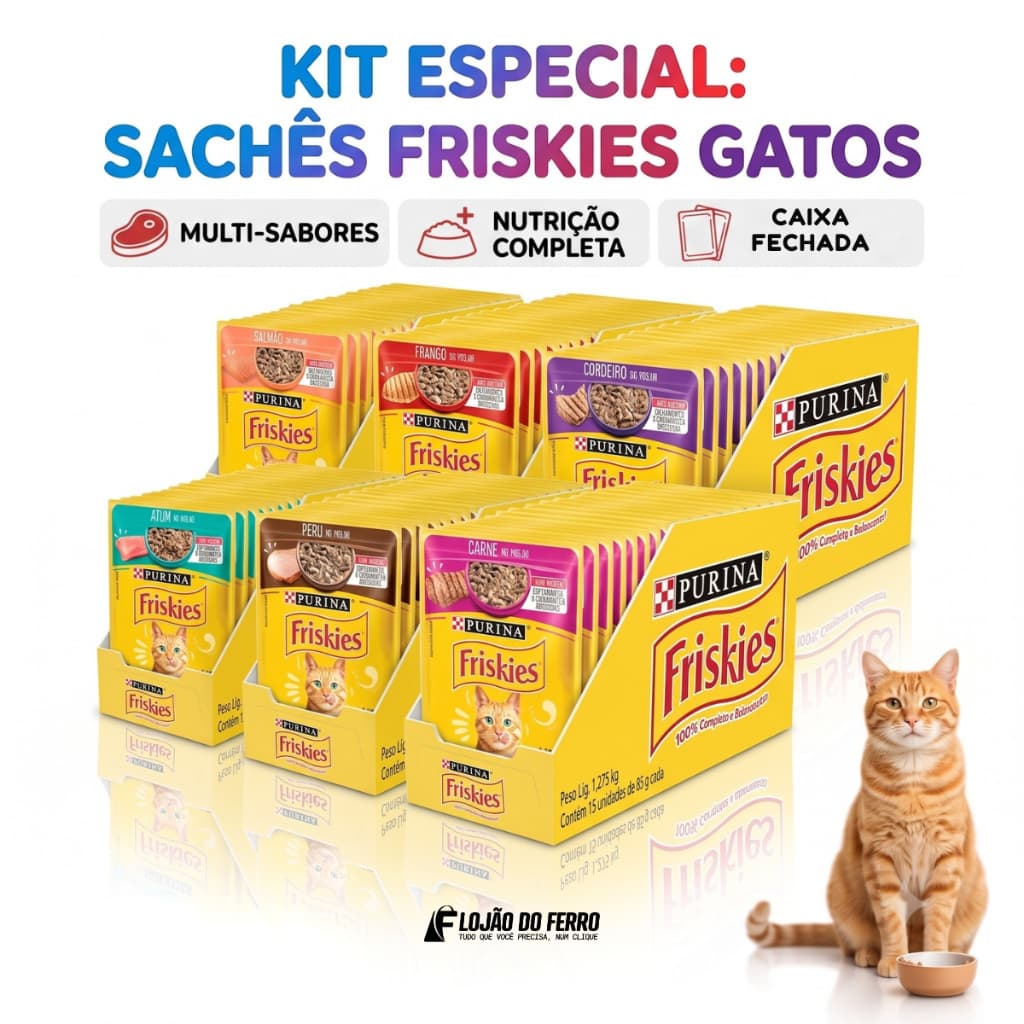 Friskies Gatos Sachê Ração Úmida | Caixa Fechada 15 Unidades 85g Purina
