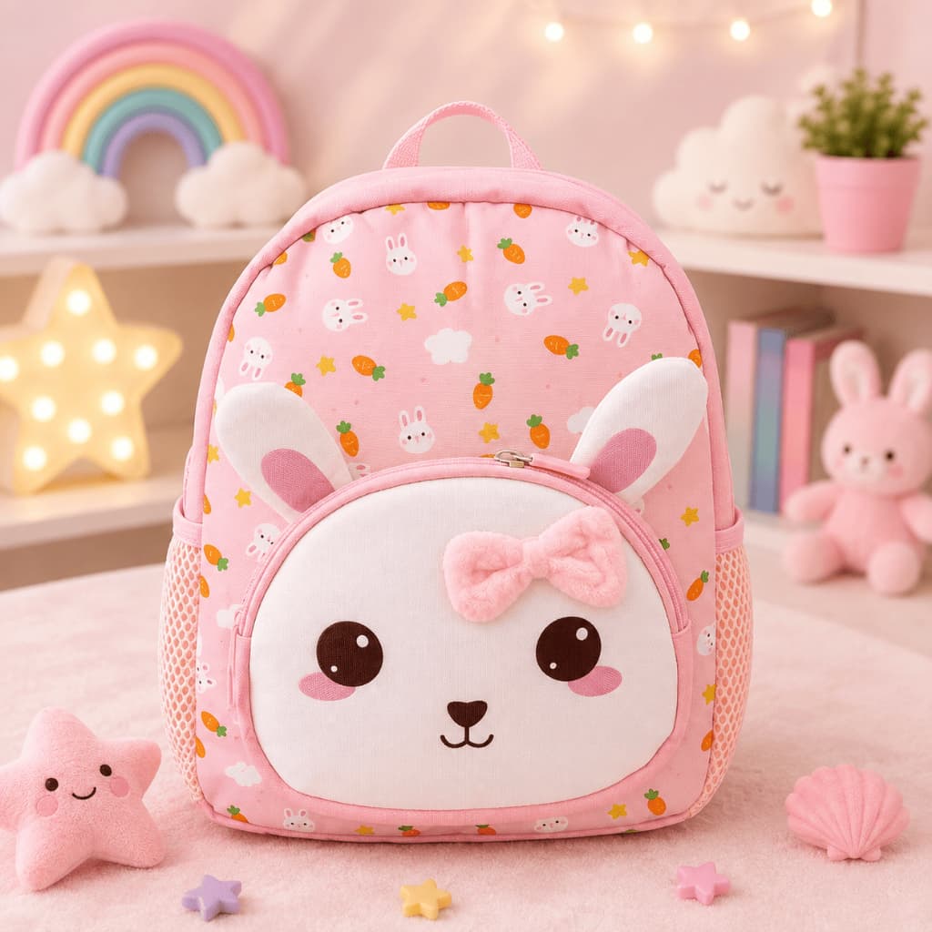 Mochila Infantil Escolar Para Creche Com Desenho Coelho Dinossauro Joaninha De 7,5L Para Ciança de 2- 5 ano Modelo 7708