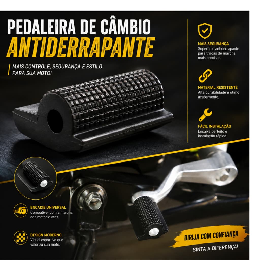 Pedaleira de Câmbio Antiderrapante Universal para Moto Borracha Pedal de Marcha