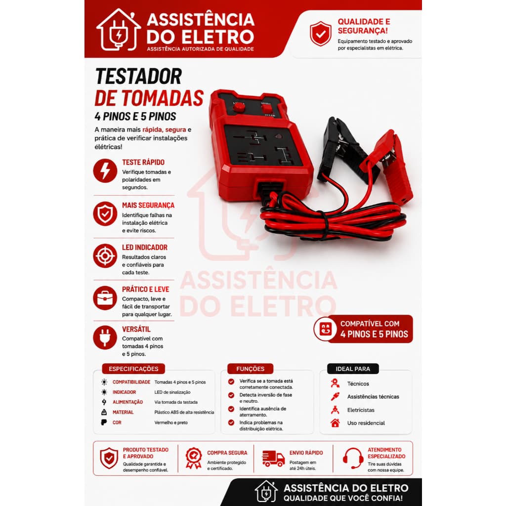 Kit Testador de Relé Automotivo 12V 4 e 5 Pinos Diagnóstico Veicular Universal