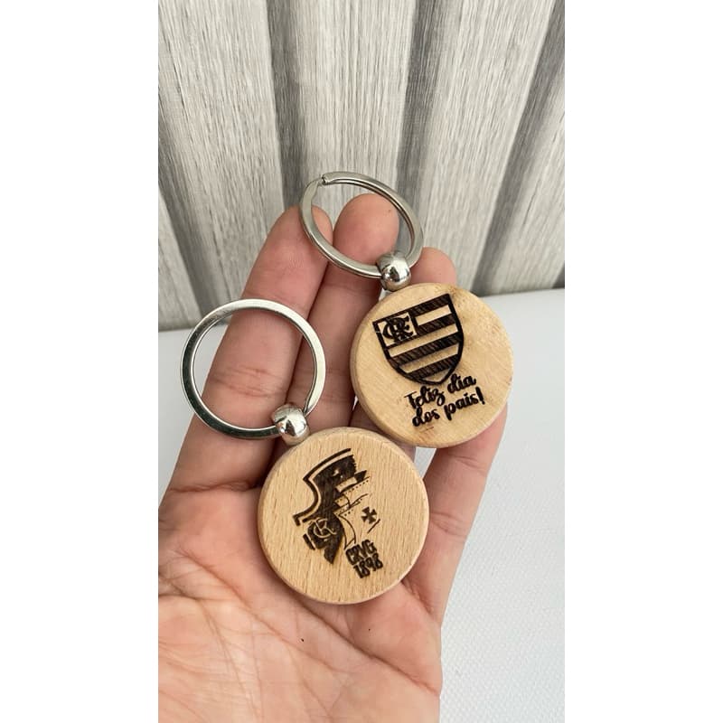 chaveiro MDF 5cm personalizados frente e verso impressão a laser