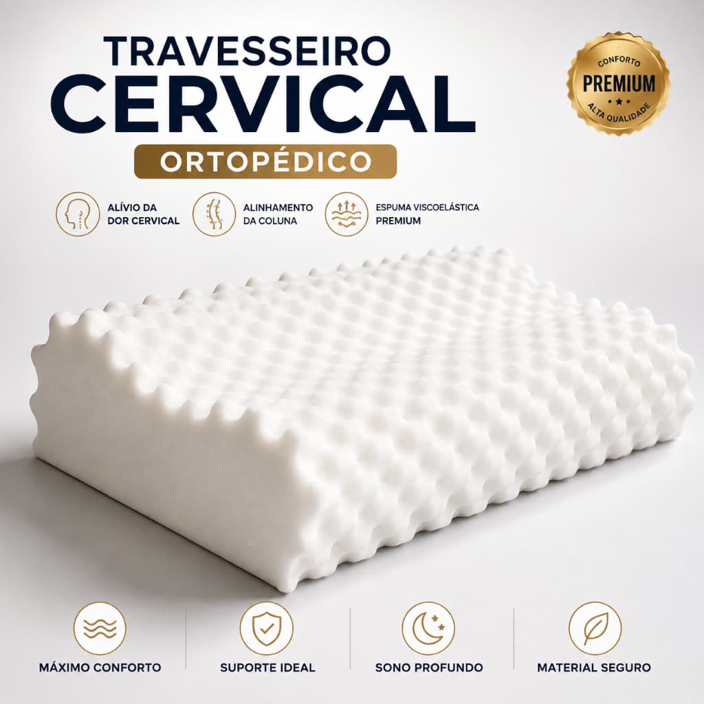 Travesseiro Cervical Ortopédico Memory Foam Anatômico Alívio da Dor