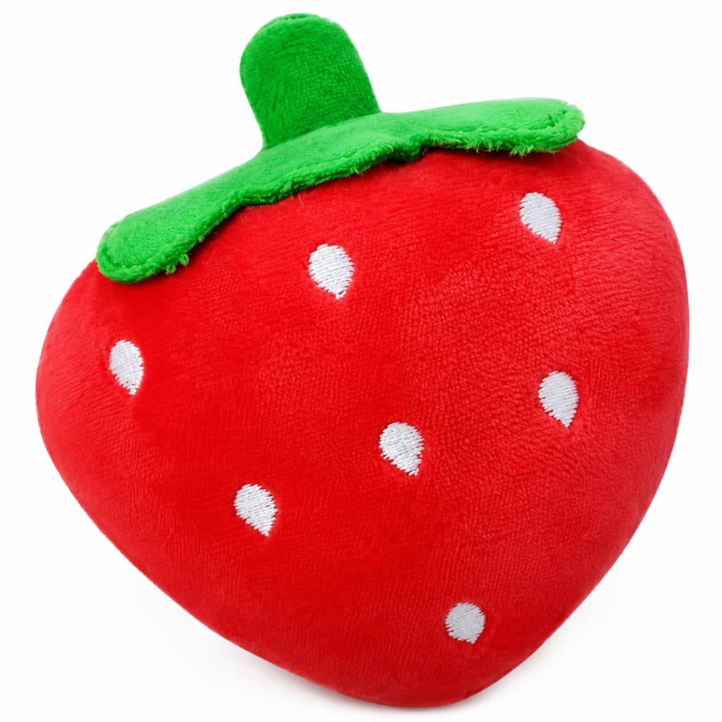 KIit - 2 Brinquedos de Pelúcia Pet Moranguinho Para Cães Pet Pelúcia Apito Mordedor Pequeno Porte