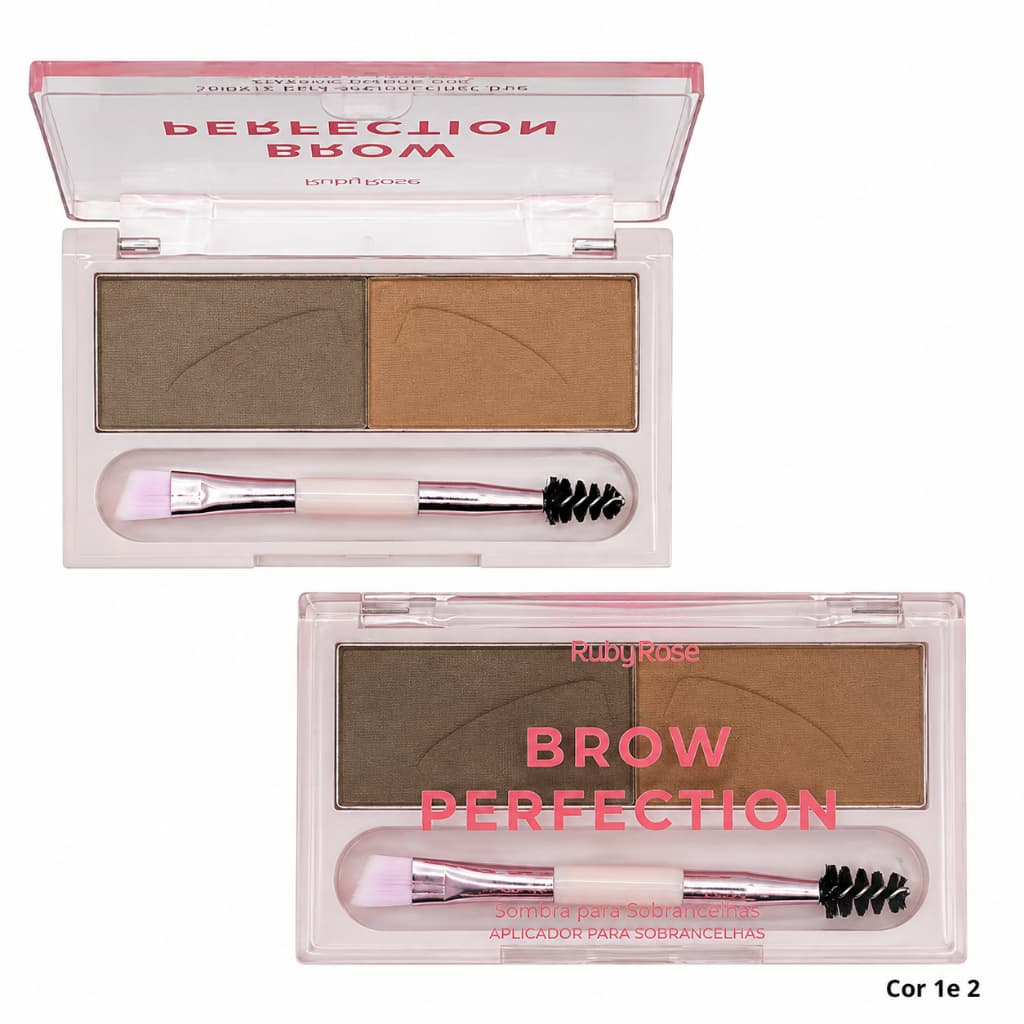 Paleta para Sobrancelhas Ruby Rose Brow Perfection HB-E2501 Duo com Pincel 12 Tons