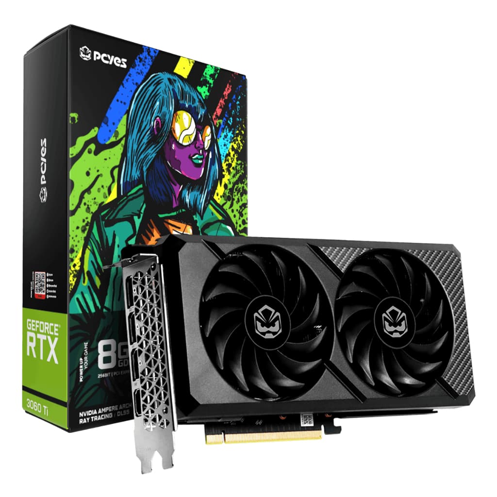 GPU RTX 3060 TI 8GB DDR6 256 BITS FULL SIZE DUAL FAN - PVR30608TGR6DF3