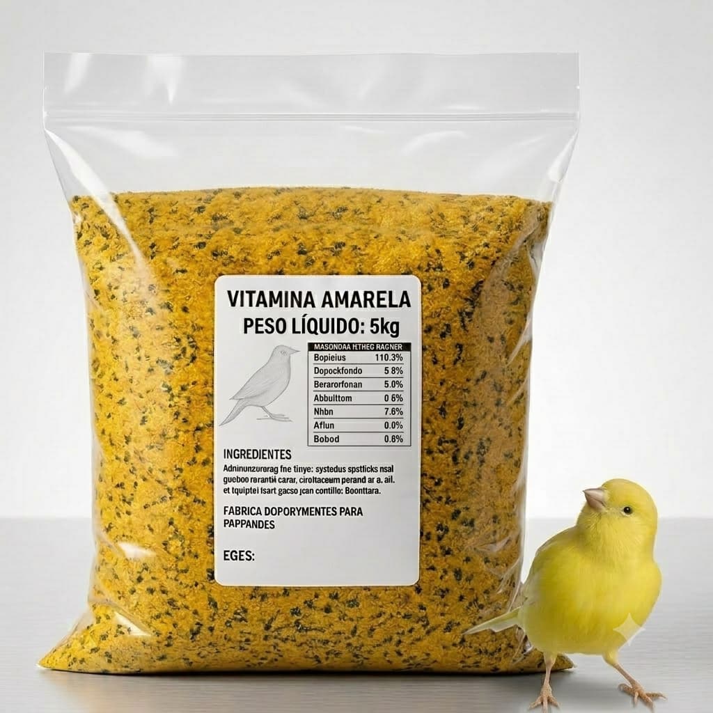 Vitamina Amarela Para Canário Pássaros 5kg Farinhada Nutritiva Grãos Cereais