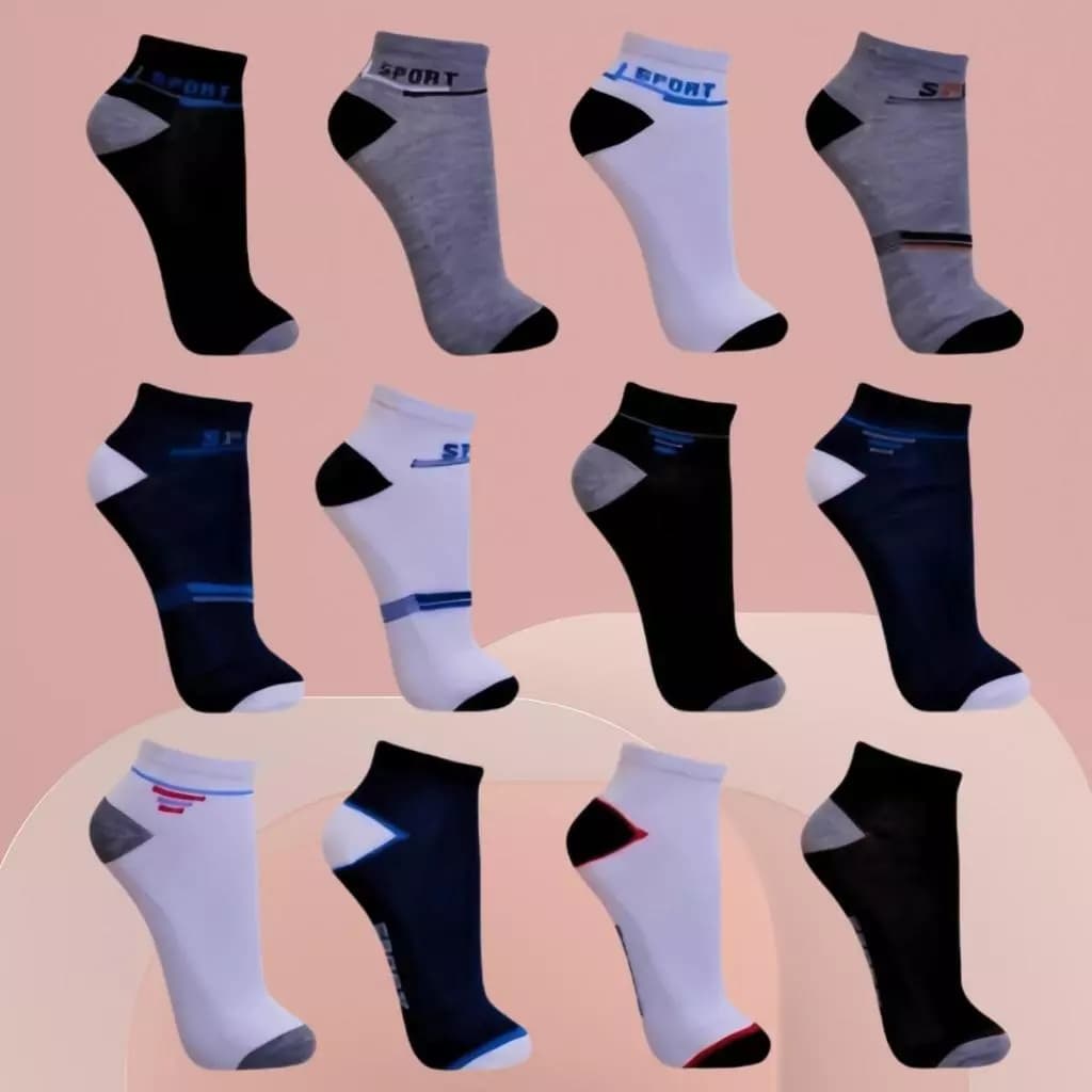 Kit 12-24 Pares Meias Soquete Masculino Cores Variadas