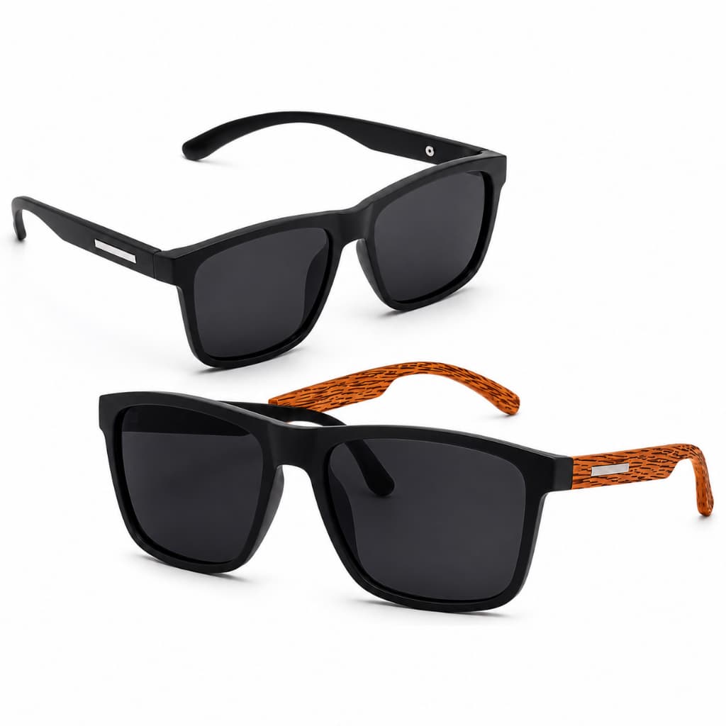 Kit 2 Óculos de Sol Quadrado Preto Unissex Armação Acetato Uso Diário