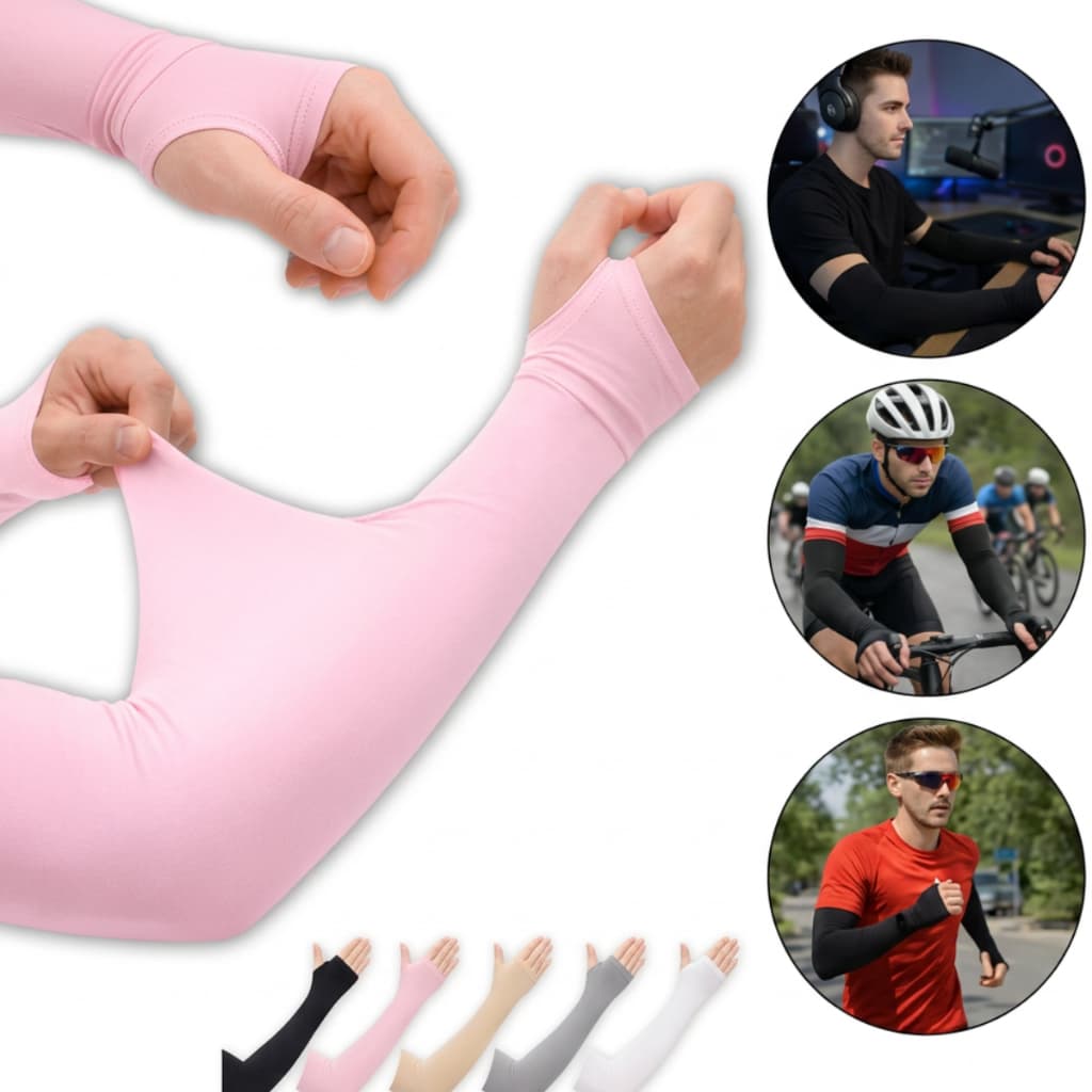 Kit Par Manguito Proteção Solar Carro Atividade Fisica Corrida Bike Volei