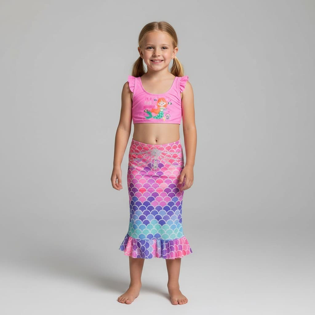 Kit Saída Cauda De Sereia Infantil + Biquíni Completo