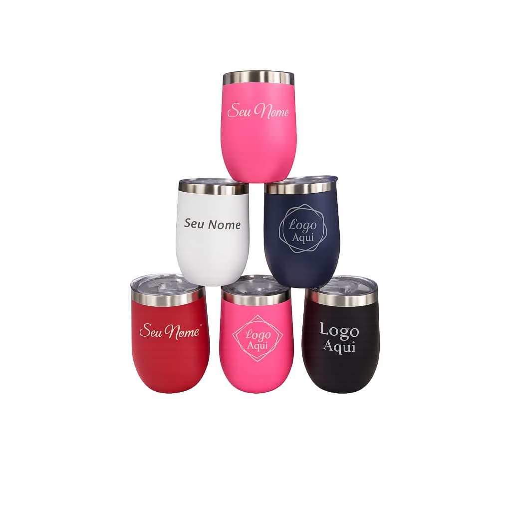Kit 50 Copos Térmicos Cuia 360ml Inox Personalizados a Laser Brinde Empresa Evento Festa Casamento Formatura