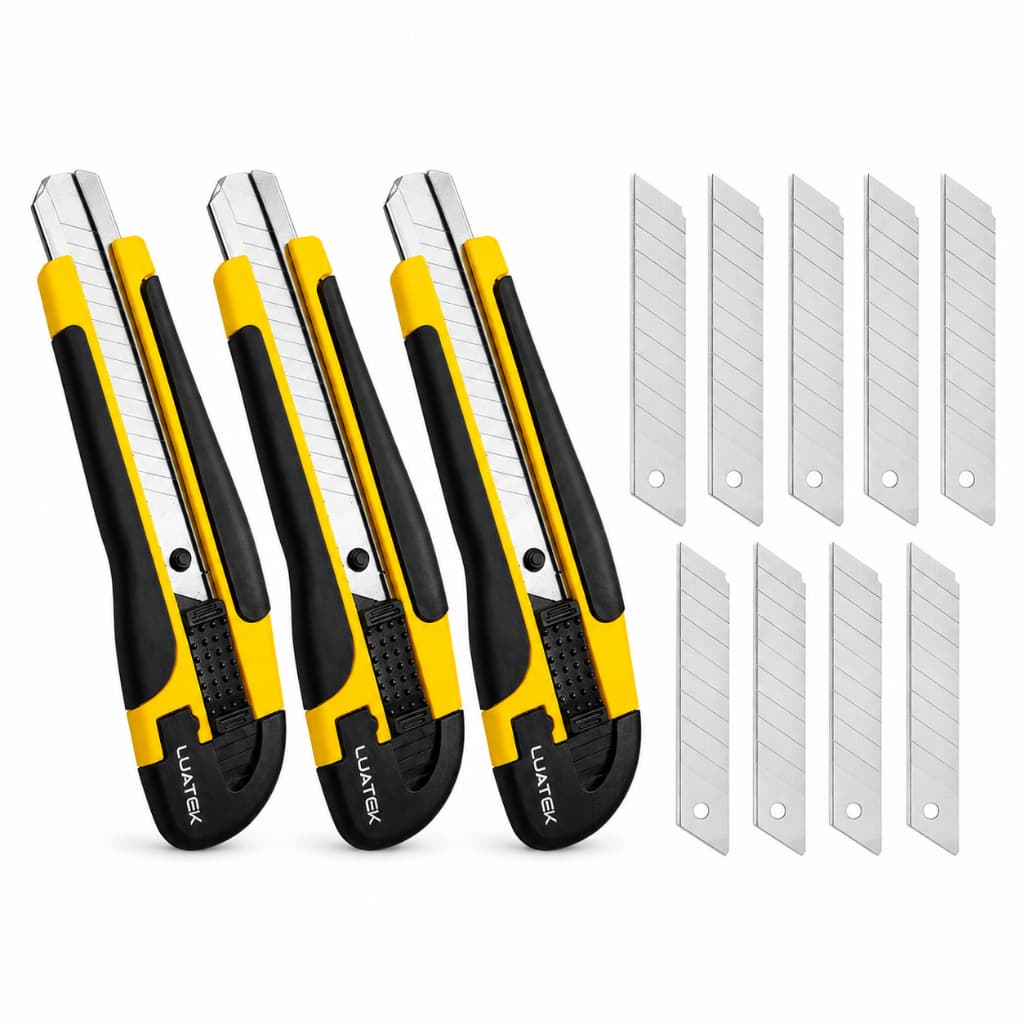 1/2/3 Kits Estilete Profissional Emborrachado Lâminas 18mm Reforçado Multifuncional Premium