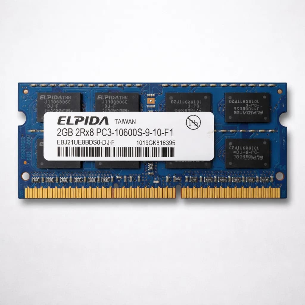 Memória RAM DDR3 Elpida 2 GB PC3-10600S-9-10-F1 1333 MHz SODIMM EBJ21UE8BDS0-DJ-F para notebook, Laptop, PC e All-In-One