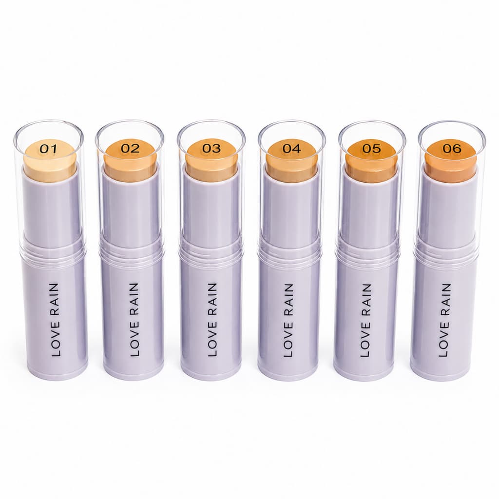 Base Stick Lové Rain Corretivo Contorno Bastão Cremoso Alta Cobertura Efeito Natural Longa Duração Cor 01 a 06 26g