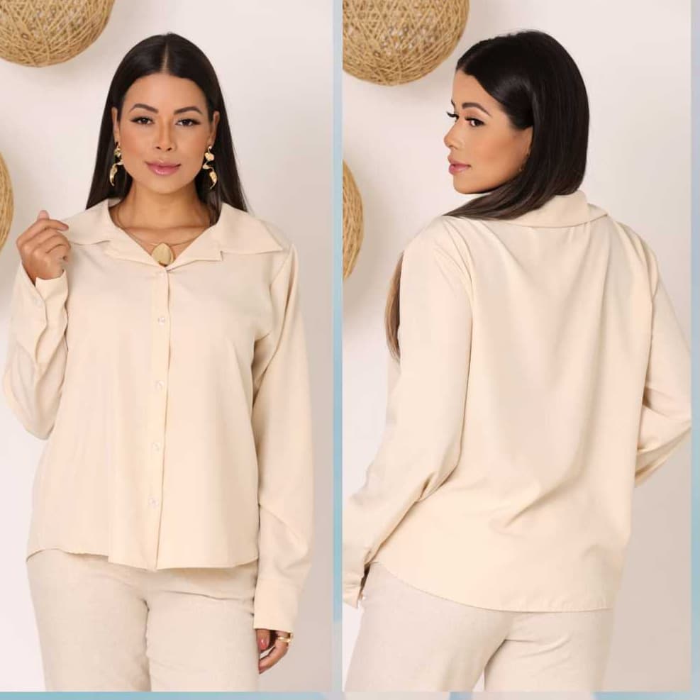 Camisa Feminina Manga Longa Casual Elegante  Plus Size